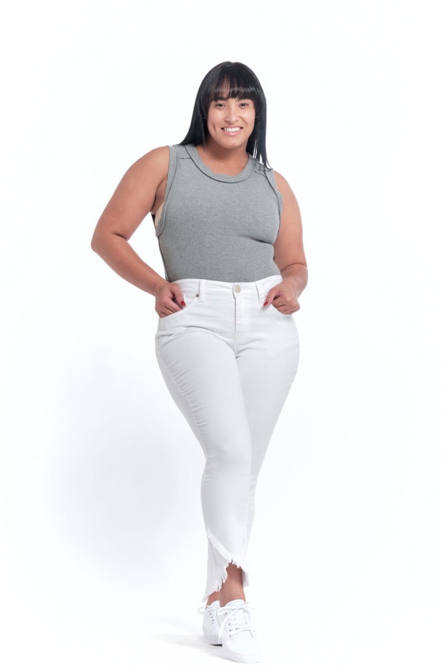 Skinny 1822 Denim | Curvy Butter Tulip Hem In White