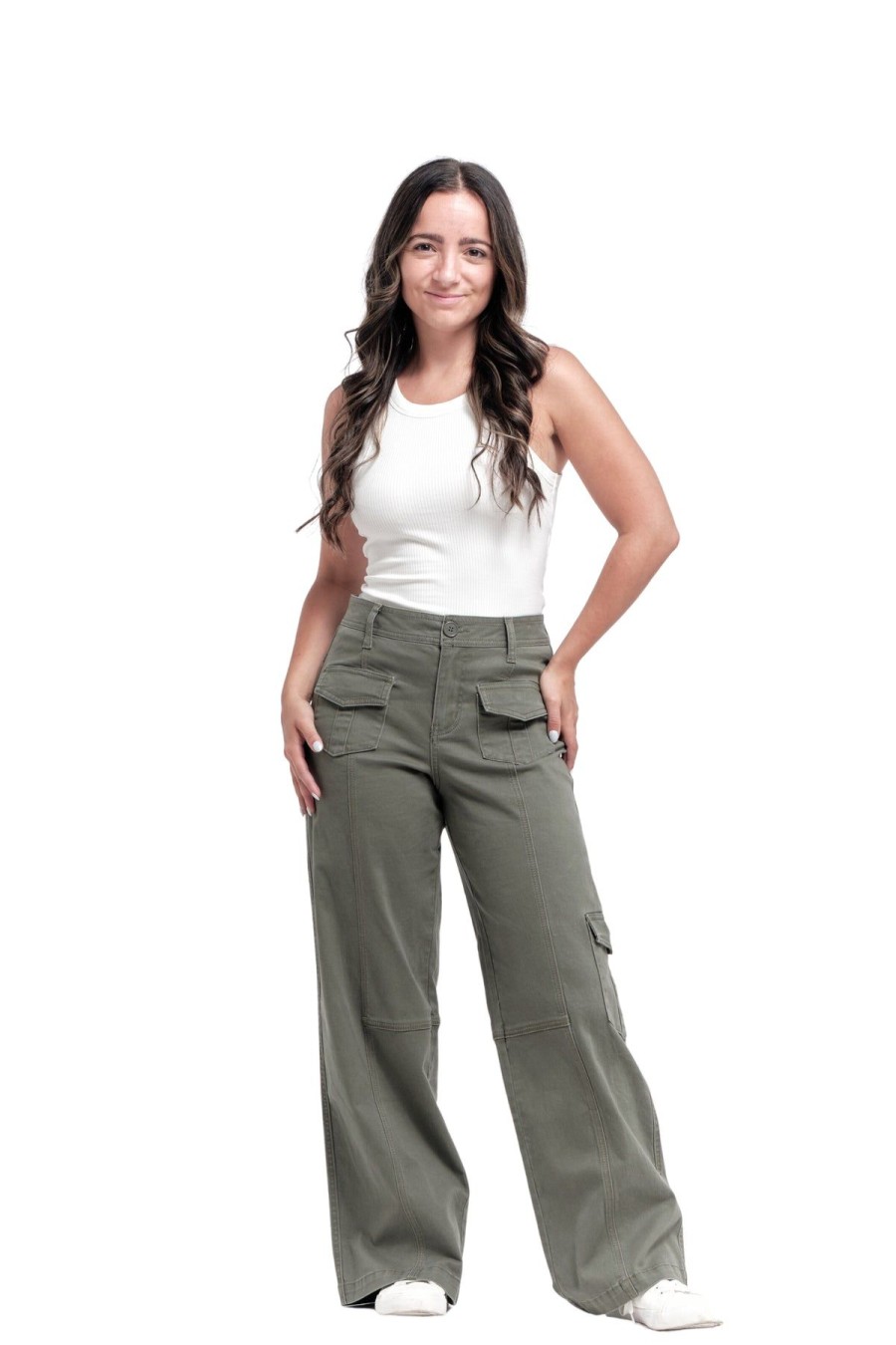 Flare/Boot 1822 Denim | Petite Twill Cargo Wide Leg In Kasey