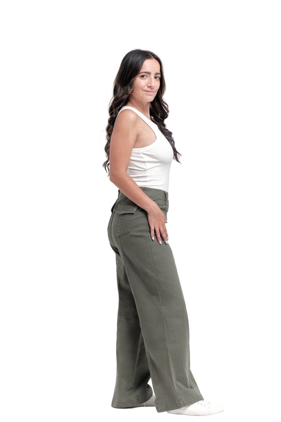 Flare/Boot 1822 Denim | Petite Twill Cargo Wide Leg In Kasey