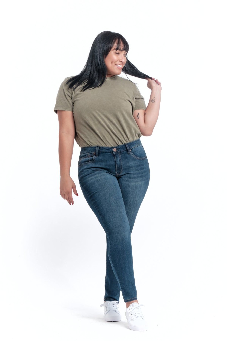 Skinny 1822 Denim | Curvy Silk Denim Ankle Skinny In Helena