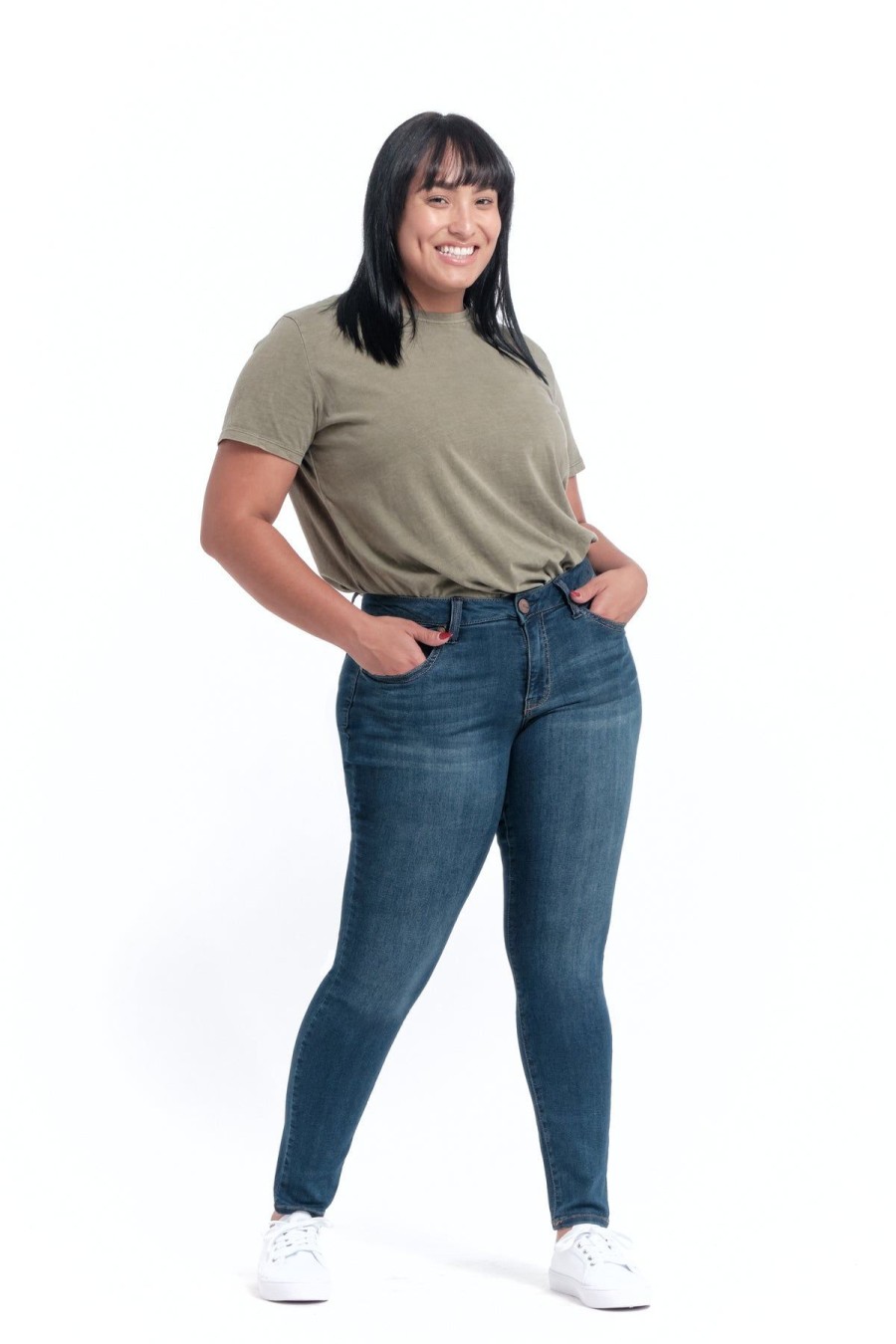 Skinny 1822 Denim | Curvy Silk Denim Ankle Skinny In Helena